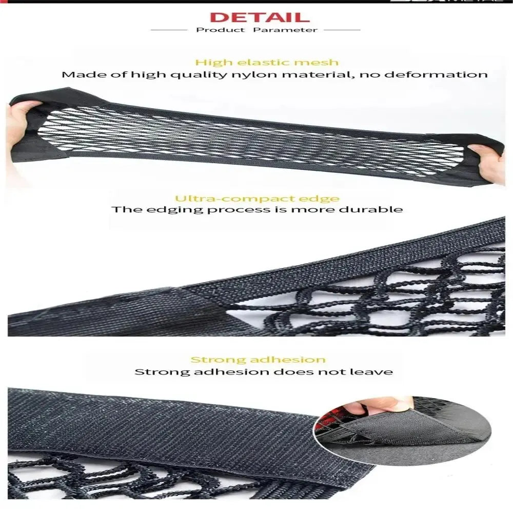 Car Back Rear Mesh Trunk Seat Elastic String Net Magic Sticker Universal Storage Bag Pocket Cage Auto Organizer Seat Back Bag