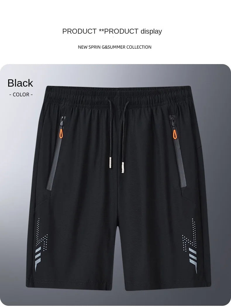 Summer cool ice silk men's large size shorts straight 7-point pants thin quick-dry sports baggy 7-point pants 5-point pants ba