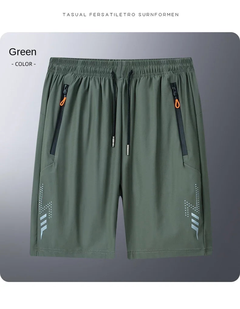 Summer cool ice silk men's large size shorts straight 7-point pants thin quick-dry sports baggy 7-point pants 5-point pants ba
