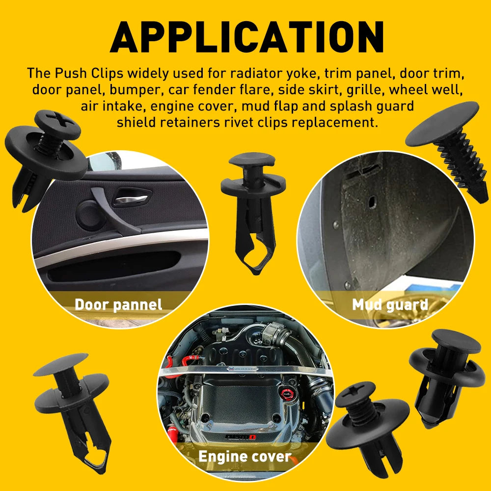 190 PCS Car Fastener Clip Kit Bumper Fender Rivet Clips Auto Body Push Retainer Pin Rivet Bumper Door Trim Panel Retainer Repair