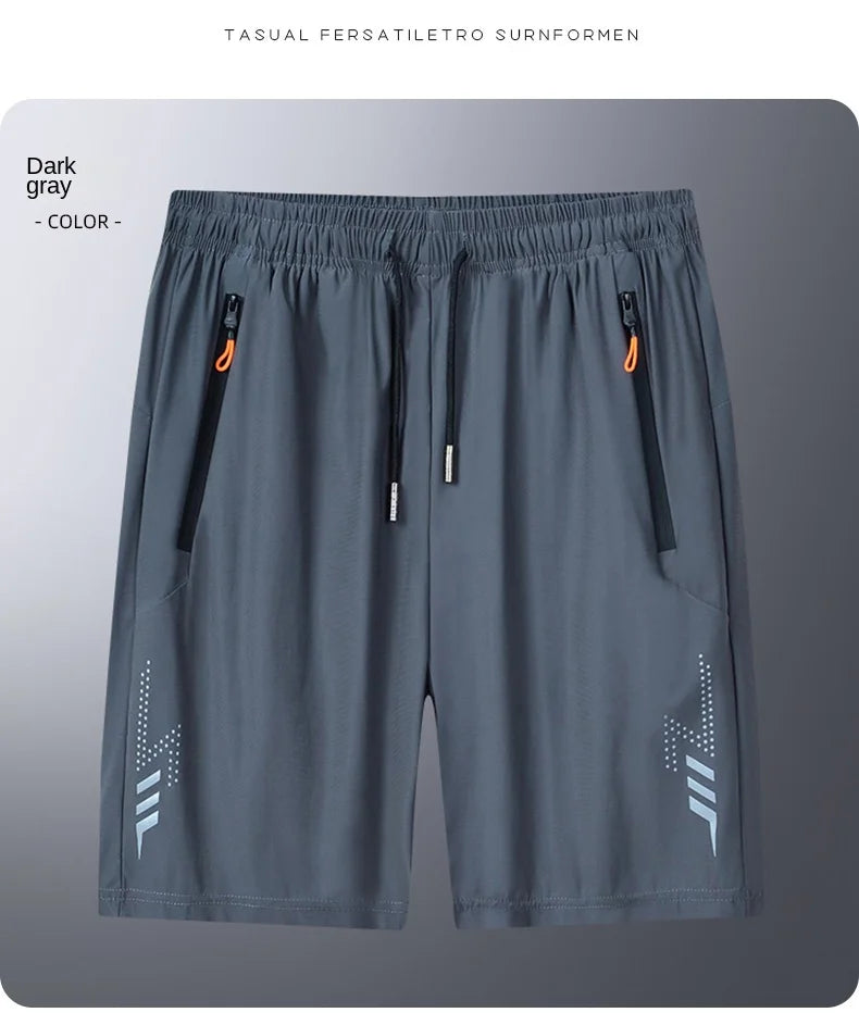 Summer cool ice silk men's large size shorts straight 7-point pants thin quick-dry sports baggy 7-point pants 5-point pants ba