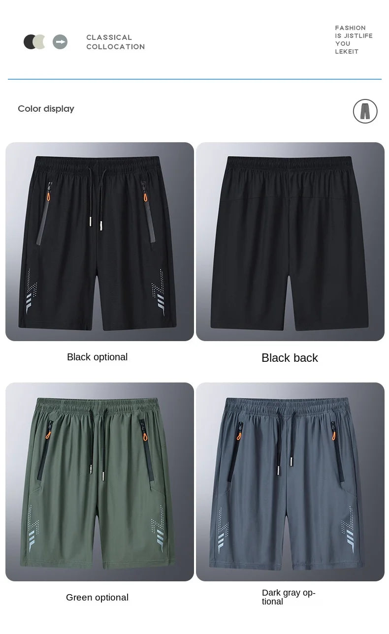 Summer cool ice silk men's large size shorts straight 7-point pants thin quick-dry sports baggy 7-point pants 5-point pants ba