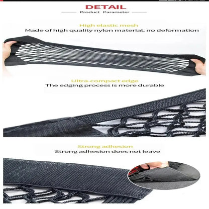 Car Back Rear Mesh Trunk Seat Elastic String Net Magic Sticker Universal Storage Bag Pocket Cage Auto Organizer Seat Back Bag