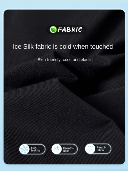 Summer cool ice silk men's large size shorts straight 7-point pants thin quick-dry sports baggy 7-point pants 5-point pants ba