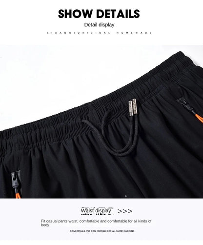 Summer cool ice silk men's large size shorts straight 7-point pants thin quick-dry sports baggy 7-point pants 5-point pants ba