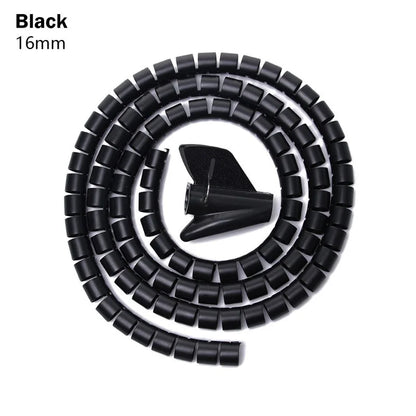 2M Spiral Cable Wire Protector Cable Organizer Computer Cord Protective Tube Clip Organizer Management Tools 10/16/22/28/32mm