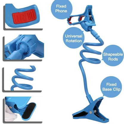360 Rotate Clip Mobile Phone Holder Stand Portable Flexible Lazy Bed Desktop Bracket Smartphones Desk Mount Stand Base Support