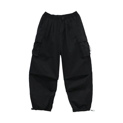 Spring Summer Fashion Casual Pans For Men Streetwear Solid Color Cargo Pants Elastic Waist Wide Leg Men's Joggers