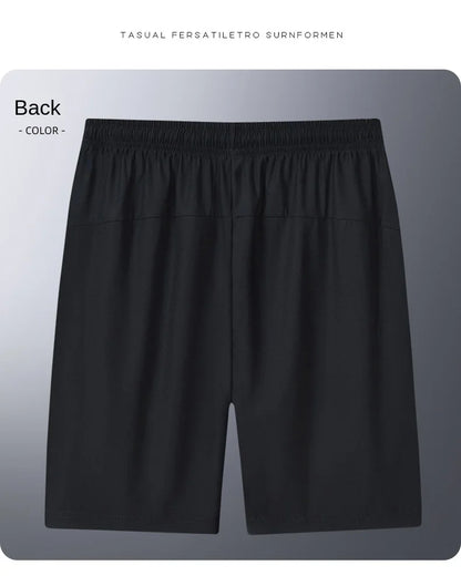 Summer cool ice silk men's large size shorts straight 7-point pants thin quick-dry sports baggy 7-point pants 5-point pants ba