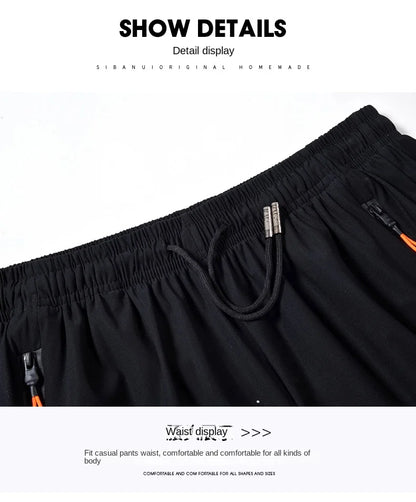 Summer cool ice silk men's large size shorts straight 7-point pants thin quick-dry sports baggy 7-point pants 5-point pants ba