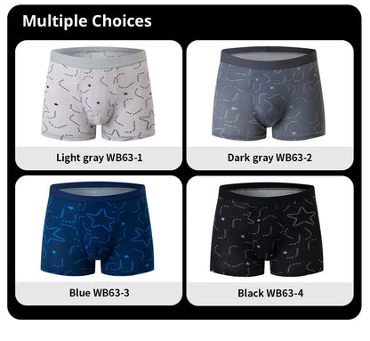 4-piece MEN'S Underwear Comfortable and Fashionable Plus-size Printed Boyshort Maximum 6XL Swimming Trunks for Teenagers.