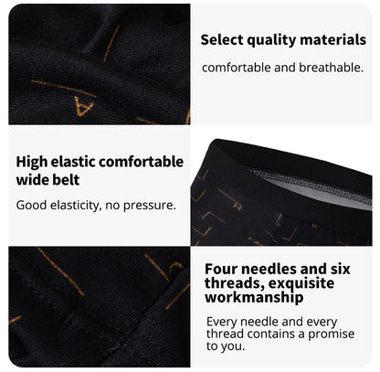 4-piece MEN'S Underwear Comfortable and Fashionable Plus-size Printed Boyshort Maximum 6XL Swimming Trunks for Teenagers.