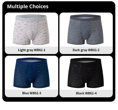4-piece MEN'S Underwear Comfortable and Fashionable Plus-size Printed Boyshort Maximum 6XL Swimming Trunks for Teenagers.