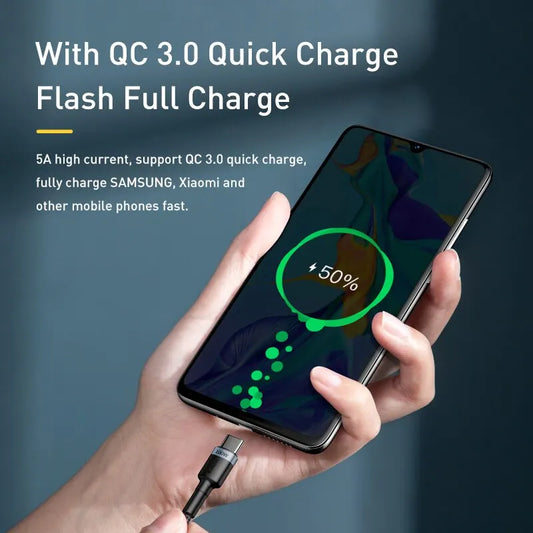 Baseus USB Type C To USB C Cable For iPhone 16 15 100W/5A PD Fast Charging Charger Cord For Macbook Xiaomi Samsung Type-C Cable