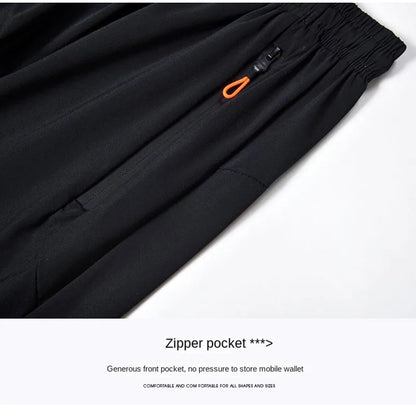 Summer cool ice silk men's large size shorts straight 7-point pants thin quick-dry sports baggy 7-point pants 5-point pants ba