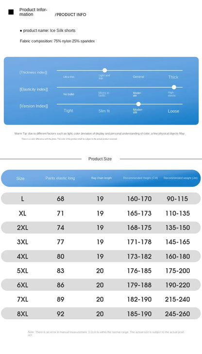 Summer cool ice silk men's large size shorts straight 7-point pants thin quick-dry sports baggy 7-point pants 5-point pants ba
